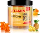 Vitamin B2 Gummier, Vitamin B2 Riboflavin Gummies 400mg med Magnesium & Coq10, Migræne Relief & Hovedpine Relief, for børn og voksne, 90 Chewable Gummies (1)