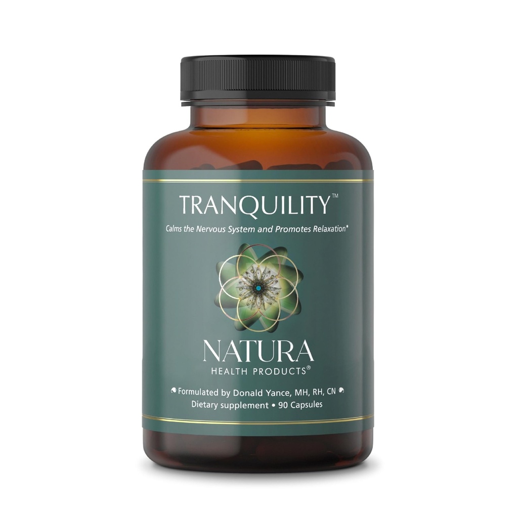 Natura Health Products Tranquility Supplement - Supports Afslapning - Med L- Theanine, Lemon Balm, Saffron, Kava, Skullcap, Lavender og Passion Flower (90 Kapsler)
