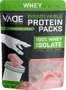 VADE Nutrition Opløselig Protein Pakker Budd124; Jordbær Milkshake Whey Isolere Protein Powder, On- The- Go, Lav Carb, Lav kalorie, Lactose fri, Gluten fri, Fedt fri, Sukker fri, Lean, 30 Servering