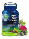 Daglig Multivitamin 50 Plus - Vegansk Methyleret Multivitamin til mænd 50 og derover - Saw Palmetto, Biotin, Organic Superfoods, Lutein - Eye, Energy, Gut, Health Support - Let at synke kapsler