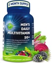 Daglig Multivitamin 50 Plus - Vegansk Methyleret Multivitamin til mænd 50 og derover - Saw Palmetto, Biotin, Organic Superfoods, Lutein - Eye, Energy, Gut, Health Support - Let at synke kapsler