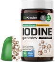 BIO KRAUTER Jod Gummies - 60 Veganske tykkelser - 250 mcg Kalium IOide - Jod tillæg med Selenium Zink - Apple Flavor, Pectinbaserede tykkelser