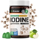 BIO KRAUTER Jod Gummies - 60 Veganske tykkelser - 250 mcg Kalium IOide - Jod tillæg med Selenium Zink - Apple Flavor, Pectinbaserede tykkelser