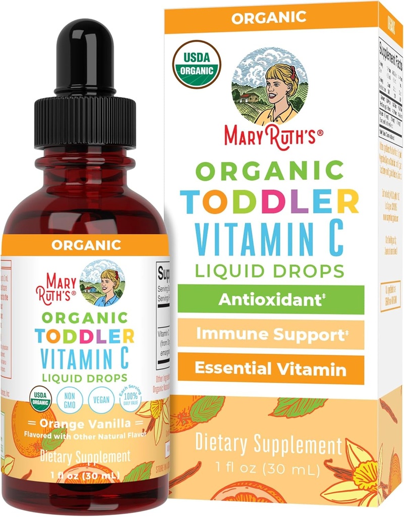 MaryRuth Organics Toddler C-vitamin Drops # 124; USDA Organic Vitamin "C Liquid Drops" for Toddler # 124; Age 1-3 År # 124; Vitamin til immunforsvar & Samlet sundhed # 124; Vegan # 124; Non- GMO # 124; Gluten Free # 124; 30 Servering