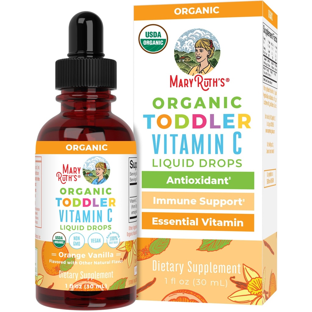 MaryRuth Organics Toddler C-vitamin Drops # 124; USDA Organic Vitamin "C Liquid Drops" for Toddler # 124; Age 1-3 År # 124; Vitamin til immunforsvar & Samlet sundhed # 124; Vegan # 124; Non- GMO # 124; Gluten Free # 124; 30 Servering
