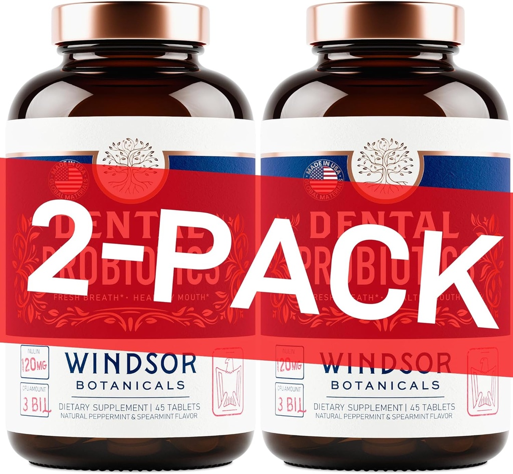 Oral Probiotics for Teeth and Gums - 3BN CFU Lactobacillus Salivarius, Paracasei, K12 Pro B, Inulin Dental Probiotics for Bad Breath Treatment, Gum Health - 90 Best Breath Oral Probiotic Mint Tablets