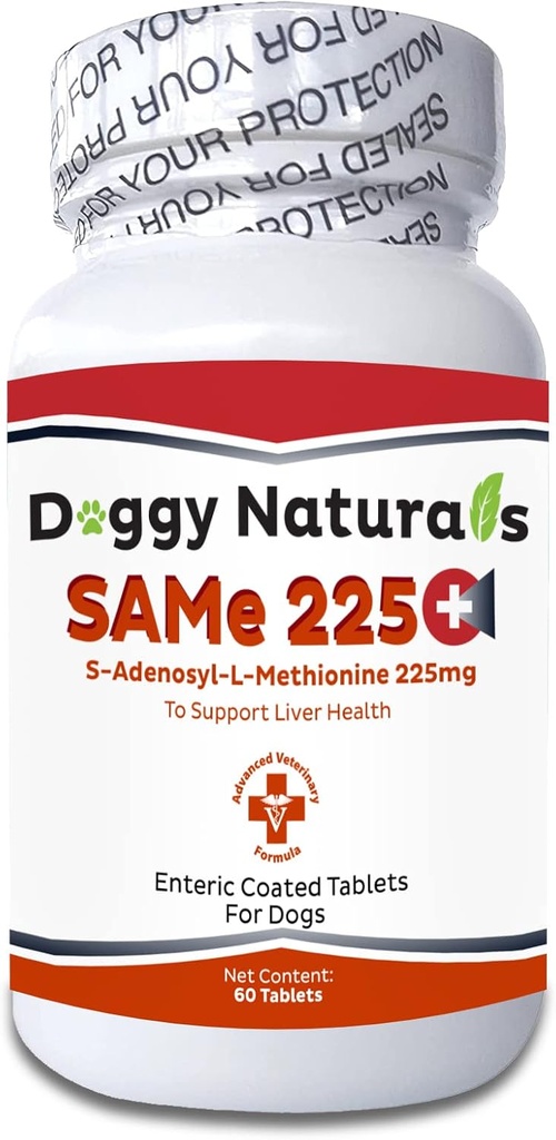 SAM- e 225 MG SAMELQ Leverstøtte S- Adenosyl- L- methionin til hunde (60 tabletter) Lavet i USA