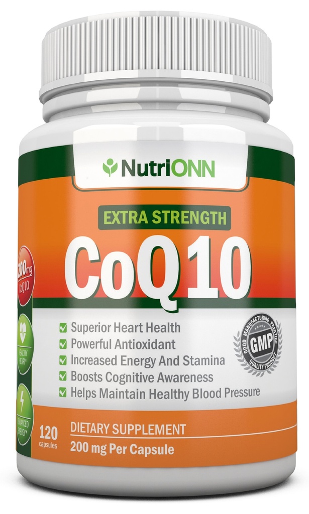 CoQ10 200mg (Double Strength), 120 Kapsler - High Absorption Coenzym Q10 - Scientific Proven Extra Strength CoQ10 Ubiquinone - 4 Month Supply