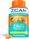 Zicam Daglig immunforsvar, vingummi supplement, zink, C-vitamin og D-vitamin, Citrus Strawberry Flavor, 70 Greve