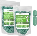 XPRS Nutra Vegan Størrelse 00 Separated Kapsler - 500 Grev Premium Tomme Kapsler Separeret i sække - 00 Piller Tom for DIY Supplement Fyldning (Sage Green)