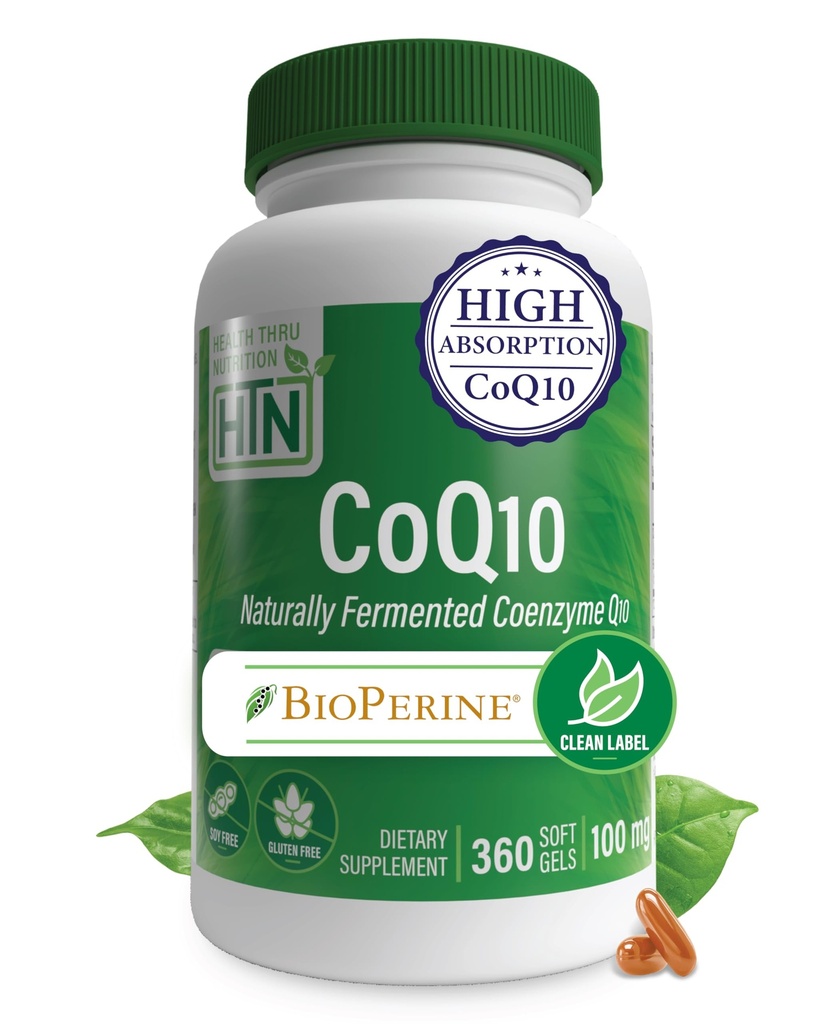 Health Thru Nutrition CoQ- 10 100mg med BioPerine 360 Softgels