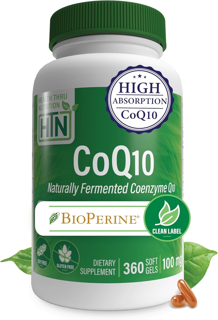 Health Thru Nutrition CoQ- 10 100mg med BioPerine 360 Softgels