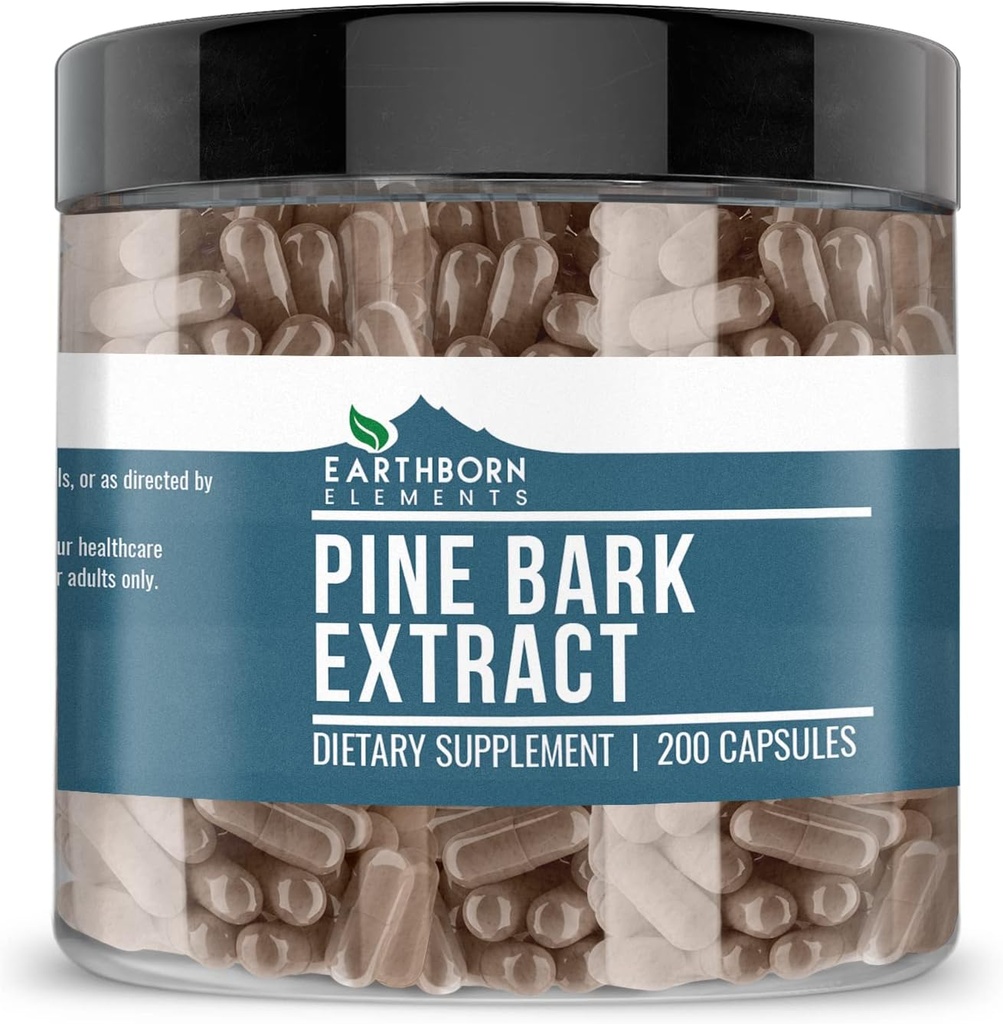 Earthborn Elements Pine Bark Extract, 200 kapsler, Pure & Ufortyndet, Ingen tilsætningsstoffer