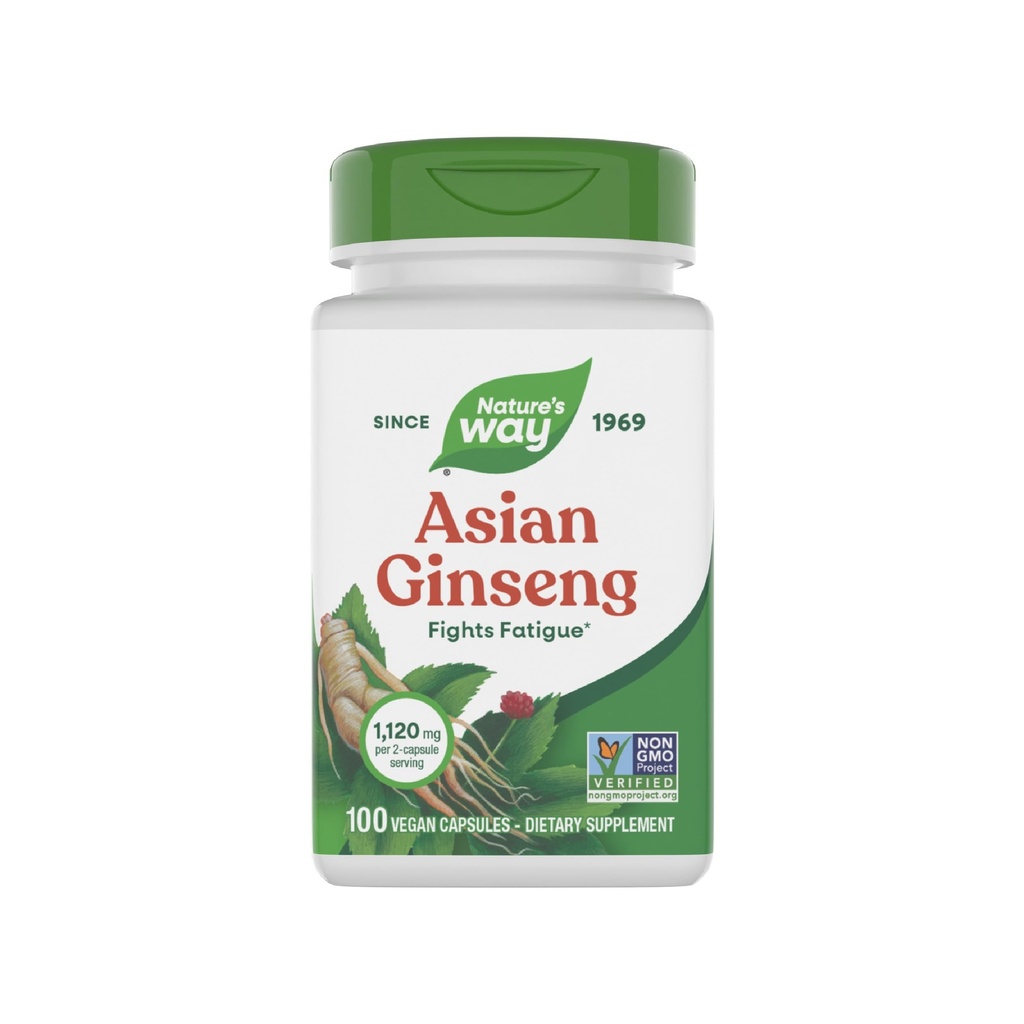 Nature 's Way Asian Ginseng, Fights Træthed *, 1,120mg Per 2- kapsel Servering, Non-GMO projekt Verified, Vegan, 100 Kapsler (Packaging May Vary)