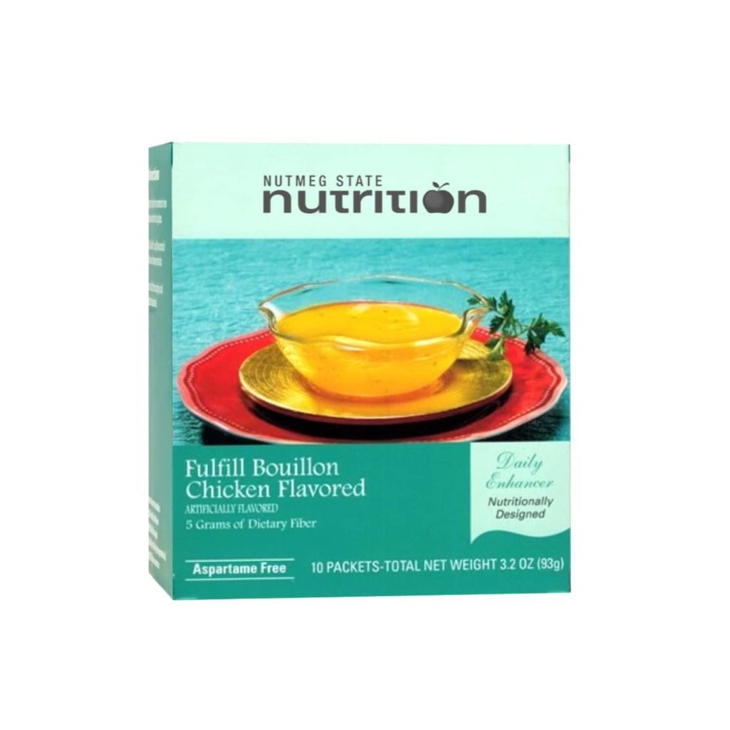 Nutmeg State Nutrition - Fulfill High Fiber Soup Mix, Low Calorie, Fat Free, naturligt tilsat smag, Ideel Protein Kompatibel, Aspartam Gratis, 10 Servere pr kasse (Chicken Bouillon)
