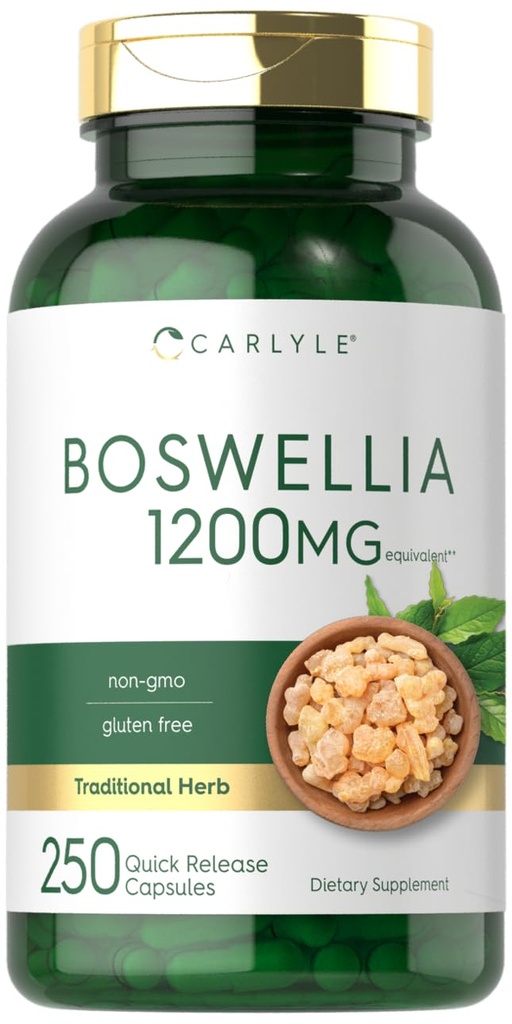 Carlyle Boswellia Extract Kapsler: 124; 250 Greve: 124; Boswellia Serrata Complex med Black Pepper Extract: 124; Non- GMO, Gluten Free Supplement