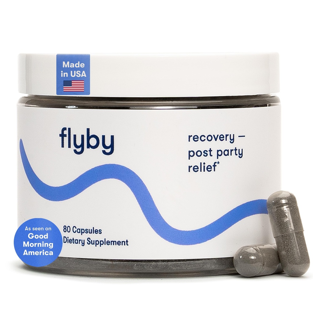 Flyby Recovery Supplement - All The Hang, without The Over! ™ - med mælk tidsel, C-vitamin, aktiverede kul, og Apple Cider Vincipes - Pre & Post Dricking Formel (80 Greve)