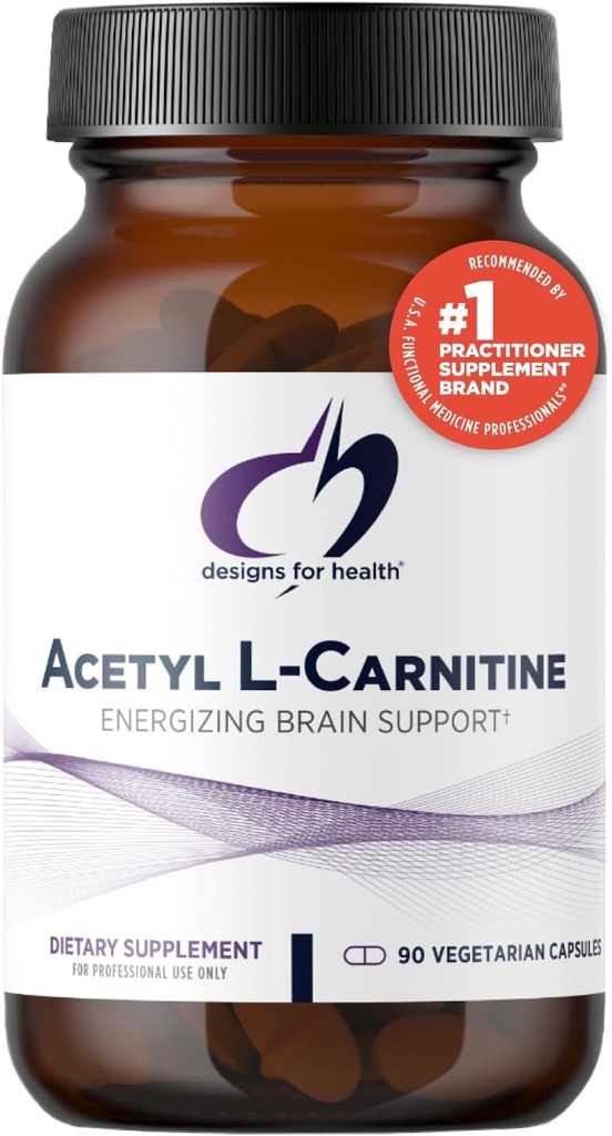 Design til sundhed Acetyl L- Carnitin kapsler 800mg - Energigivende Brain Support - Non-GMO, Vegetarisk Acetyl L- Carnitin HCl supplement (90 Kapsler)