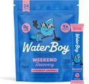 Waterboy Weekend Recovery | 3,200mg Electrolyte Powder Packets | Ginger + L-Theanine + Vitamins | No Sugar, All Natural, Gluten Free | 24 Drink Stick Mixes (Strawberry Lemonade)