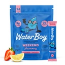 Waterboy Weekend Recovery | 3,200mg Electrolyte Powder Packets | Ginger + L-Theanine + Vitamins | No Sugar, All Natural, Gluten Free | 24 Drink Stick Mixes (Strawberry Lemonade)