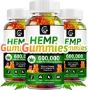 (3 Pack) Høj potens Hamp Gummies 600.000 Ekstra Styrke - Stress, Søvnighed, Mood, Calming, Fokus, Afslapning Kosttilskud, 100% Natural Hamp Oil Extract Infured Gummies, Vegan, Non- GMO, Gluten- Free