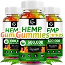(3 Pack) Høj potens Hamp Gummies 600.000 Ekstra Styrke - Stress, Søvnighed, Mood, Calming, Fokus, Afslapning Kosttilskud, 100% Natural Hamp Oil Extract Infured Gummies, Vegan, Non- GMO, Gluten- Free