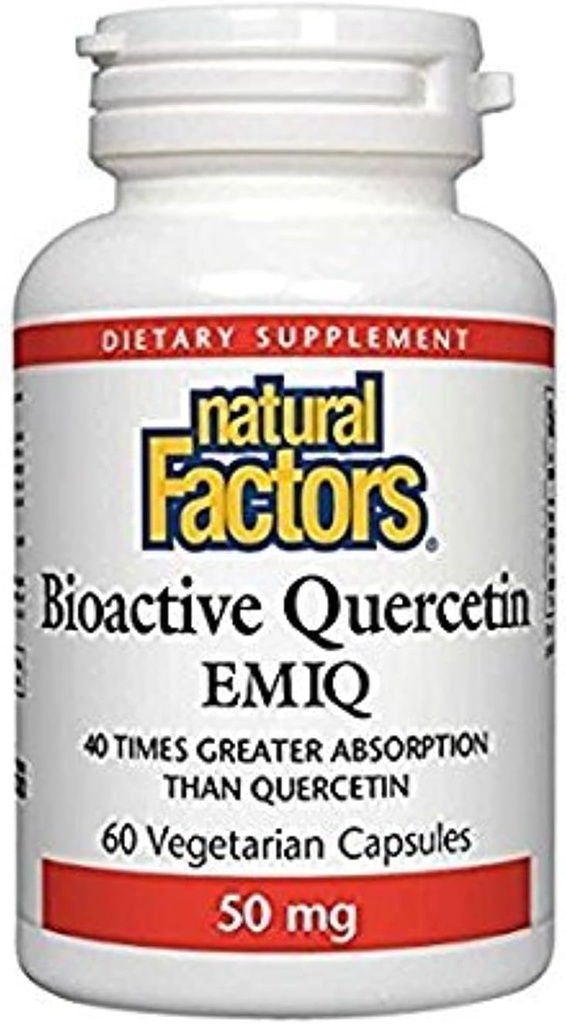 Naturlige faktorer Bioaktive Quercetin EMIQ 50mg, 60 vegetariske kapsler