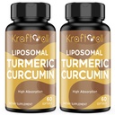 Liposomal gurkemeje 2200 mg med sort peber til forbedret absorption og fælles støtte, 60 bløddele (2 flasker)