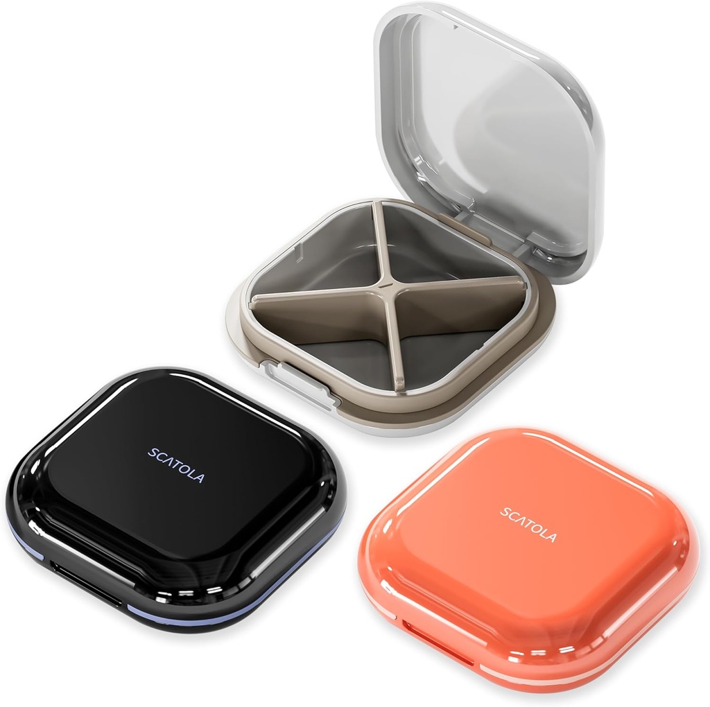 Lille pillekasse 4 Compartments Light Grey Pink og sort sæt af 3