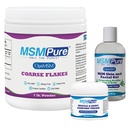 KALA SUNDHED MSMPure Starter Bundle med MSM Gross Flakes 1lb, MSM Muscle & Joint Cream 2oz og MSM Gel med Organic Aloe 8oz