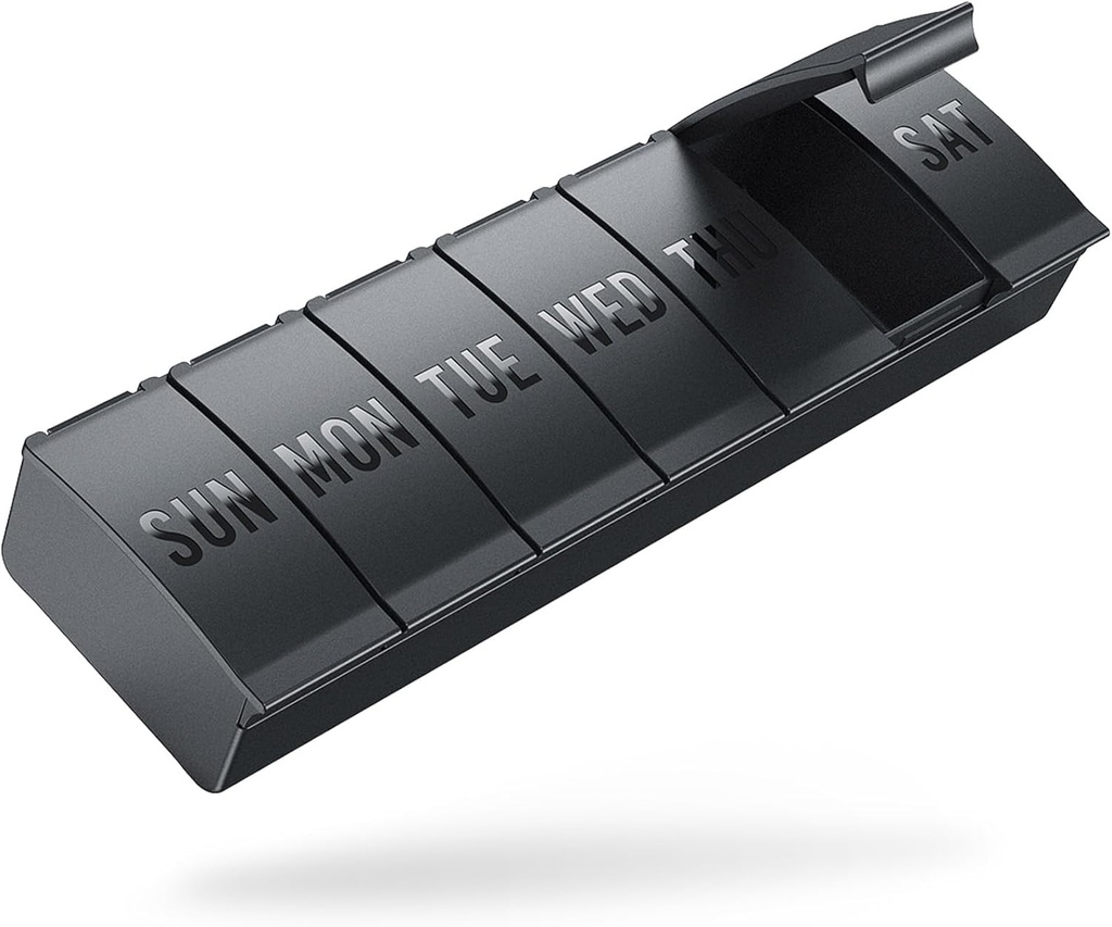 Barhon Pill Organizer Stor, Ugentlig Medicin Pill Arrangører, 7 dages pills Box Case Rejser for Big Vitamin Kosttilskud Fish Oil, Sort