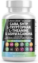 Clean Nutracatives GABA 750mg 5 HTP 200mg L Tryptophan 500mg L Theanine 200mg Ashwagandha SAM- e L- Glycine - Mood Support Vitaminer til kvinder og mænd med L- Tyrosine 5- HTP (5- Hydroxytryptophan)