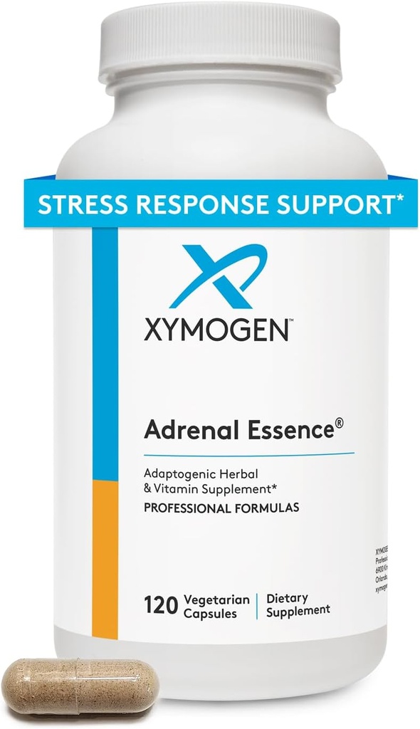 XYMOGEN Adrenal Essence - Adrenal Support med Adaptogene urter (Cordyceps, Rhodiola Extract, Ginseng) + B Vitaminer - Hjælper støtte sund energi niveauer og sund immunfunktion (120 kapsler)