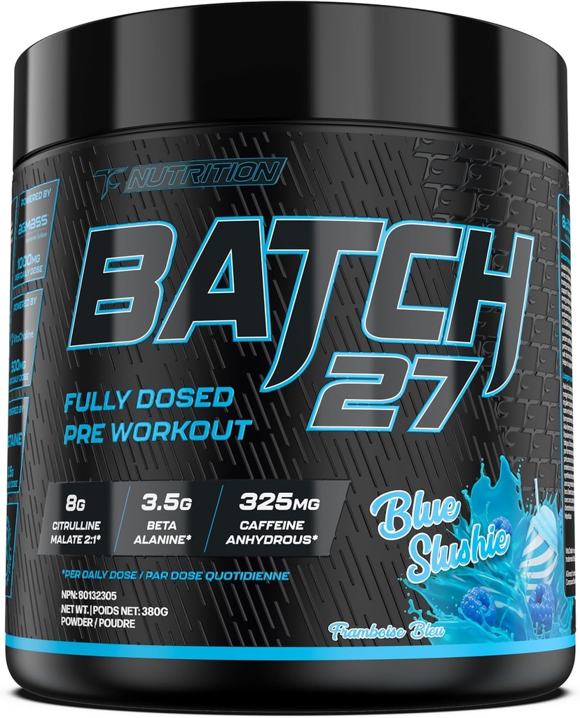 TC Nutrition Batch 27 Pre Workout Powder - 8g Citrullin, 3,5g Beta alanine, 2,5 g betain, 325mg Koffein