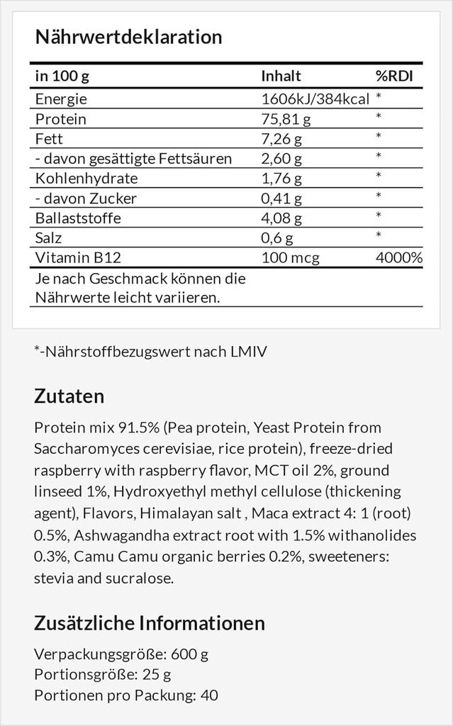 APOLLO 'S HEGEMONY Vegan Protein 600g: Plantbaseret protein med Pea, ris og gær - Rig i Aminosyrer - 24 Servere - Vegan og sukker Free Supplement - Hvid chokolade med hindbær smag