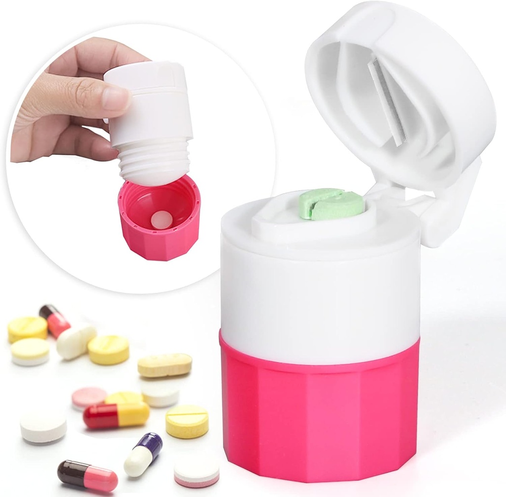 Multifunktion Medicin Crusher og Grinder til små tabletter, Fine Powder, Travel Pill Cutter med Cup og opbevaring