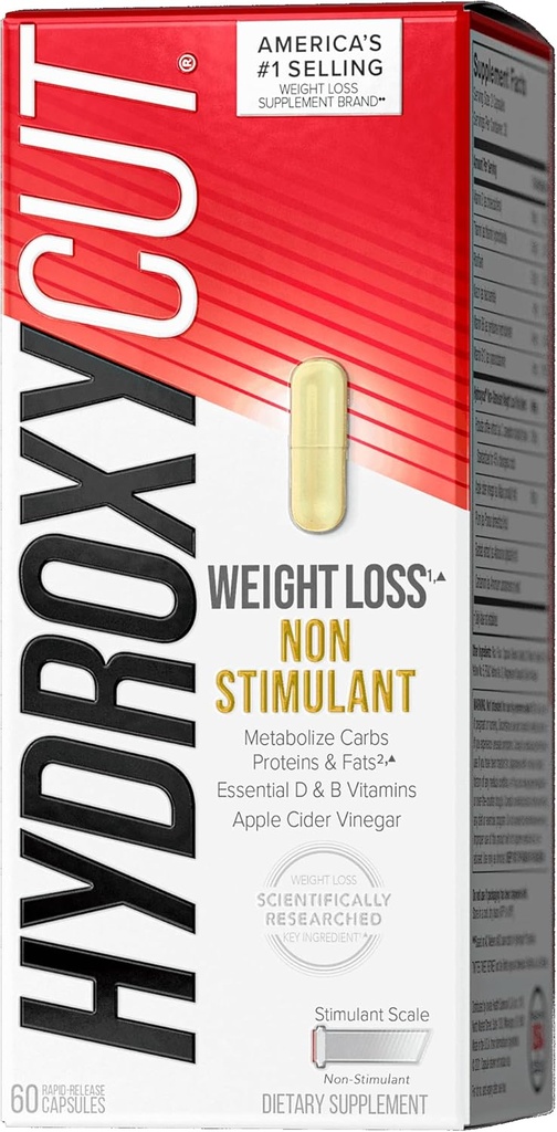 Hydroxycut Pro Clinical Non-Stimulant Weight Loss Supplement with Apple Cider Vinegar, 60 Capsule