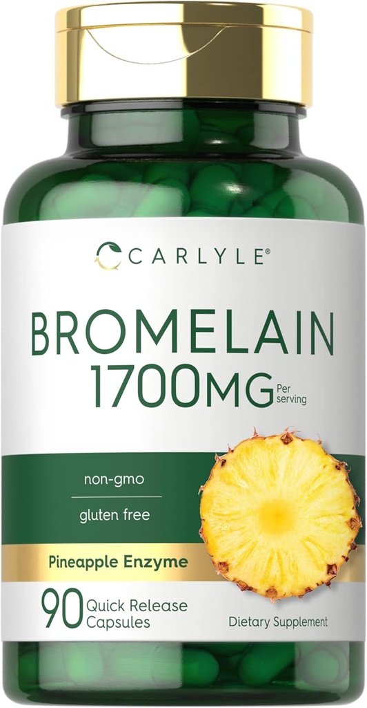 Carlyle Bromelain 1700 mg 10 mg 12, 90 Kapsler 12, 4; Ananas enzyme Supplement 124; Non- GMO og Gluten Free