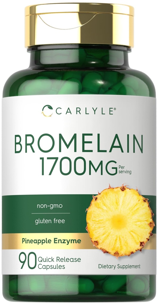 Carlyle Bromelain 1700 mg 10 mg 12, 90 Kapsler 12, 4; Ananas enzyme Supplement 124; Non- GMO og Gluten Free
