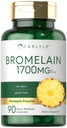 Carlyle Bromelain 1700 mg 10 mg 12, 90 Kapsler 12, 4; Ananas enzyme Supplement 124; Non- GMO og Gluten Free