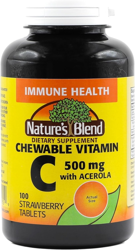 Naturens Blend C-vitamin Chewable Acerola, Jordbær 500 mg 100 tabletter
