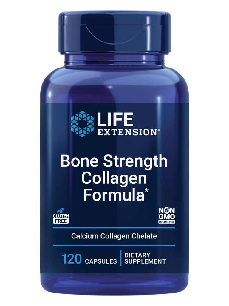 Bone Strength Collagen Formel, Calcium Collagen chelat, Calciumfruktoborat, D3- vitamin, Magnesiumcitrat, Silicon, Boron, Gluten- Free, Non- GMO, 120 Kapsler