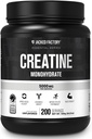 Jacked Factory Creatinine Monohydrat Powder 1000g - 5g Daily Creatinine Supplement for mænd og kvinder, Vegan- Friendly, Third- Party Testet - 200 Serveringer, Unflavored
