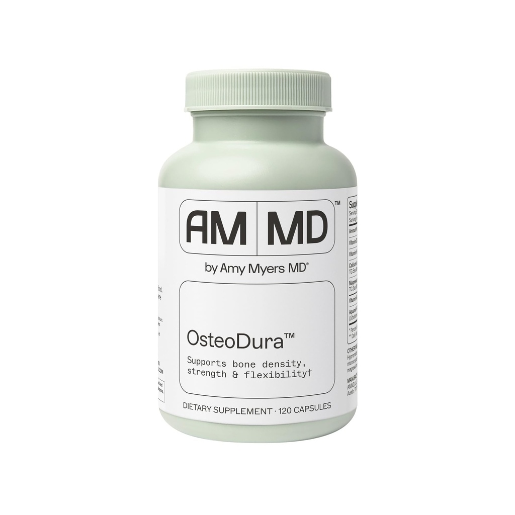 Amy Myers MD OsteoDura - Bone Growth & Flexibility Support Supplement - Calcium with Sea Minerals & Vitamin K2 - Bone Health Formula - 120 Capsules (60 Servings)