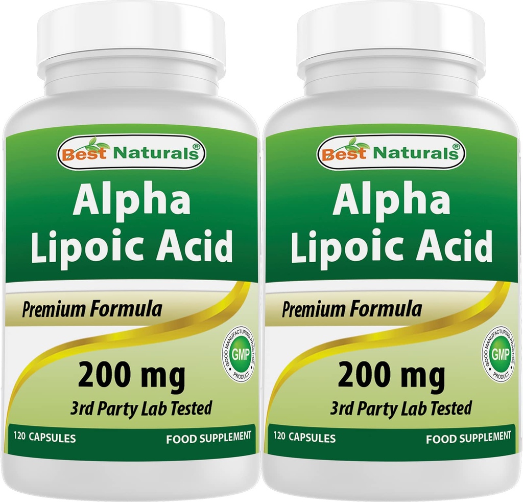 Bedste Naturals Alpha Lipoic Acid 200 Mg 120 Kapsler (120 Tæl (pakke med 2))