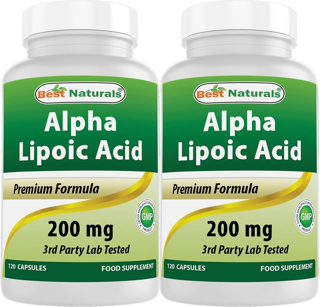 Bedste Naturals Alpha Lipoic Acid 200 Mg 120 Kapsler (120 Tæl (pakke med 2))