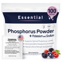 Phosphor Kosttilskud 100 Pakker, Kosttilskud Pulver med natrium Phosphat og kalium Phosphat, Frugtsmag Phosphor Supplement Pulver til elektrolyte, ben sundhed & Nyre sundhed