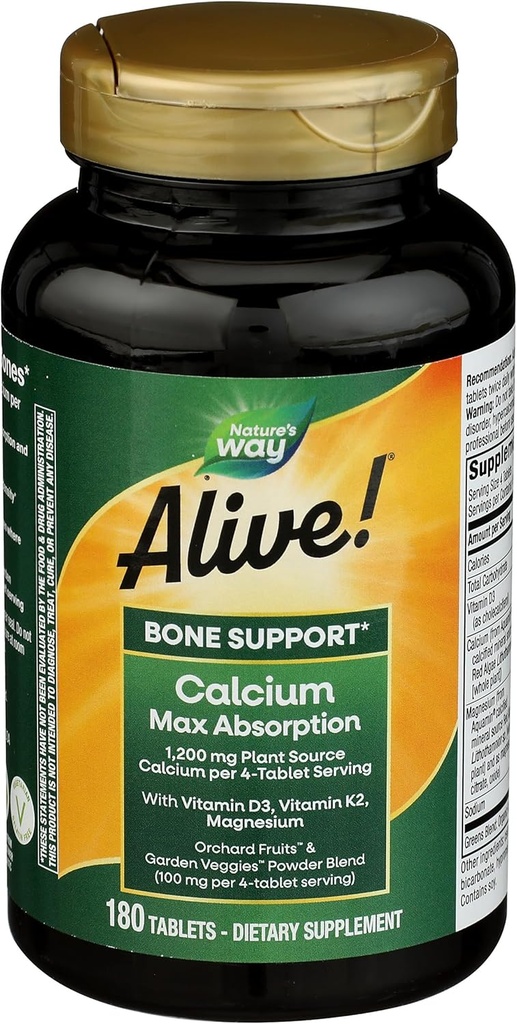 Naturens vej Naturens vej i live! Calcium Bone Formel, Max Absorption, Plant Source Calcium, 180 tabletter, 180 greve