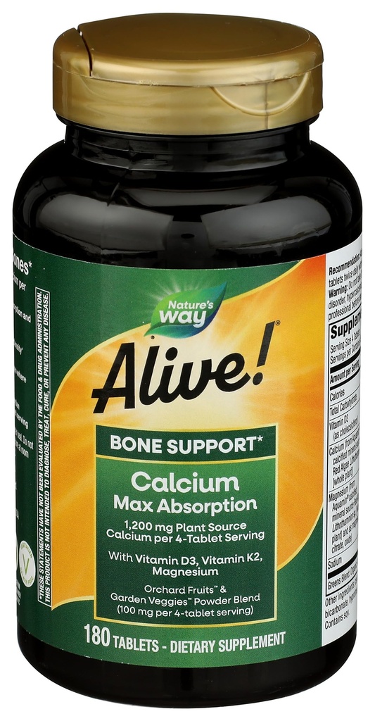 Naturens vej Naturens vej i live! Calcium Bone Formel, Max Absorption, Plant Source Calcium, 180 tabletter, 180 greve
