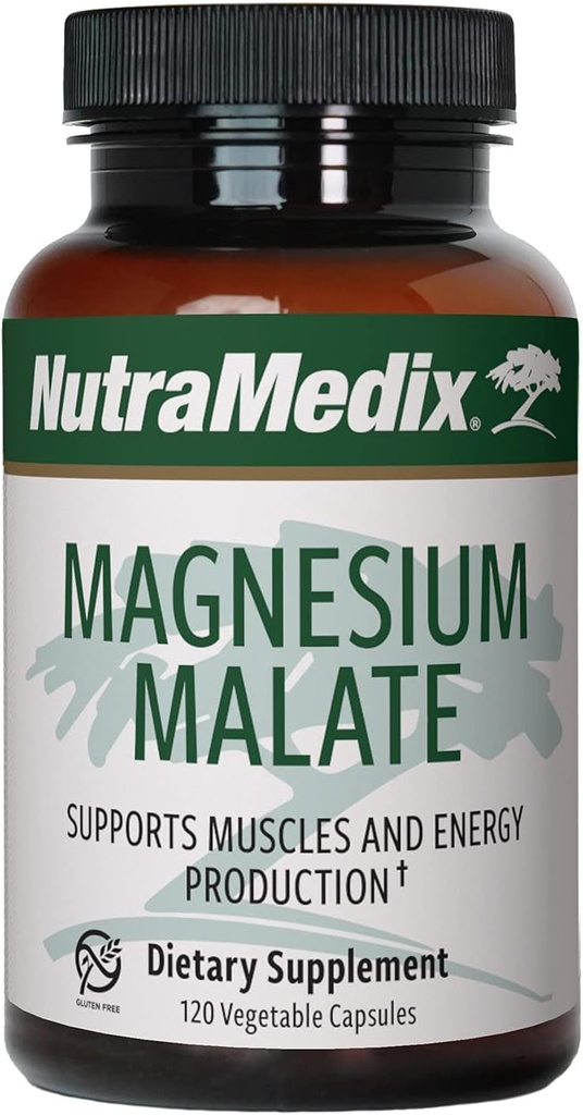 Nutramedicinsk Magnesiummalat - Knoglesundhed, Joint & Muscle Support - Forbedret Absorption - Energitilskud - Kan hjælpe D-vitamin Absorption (120 Vegetariske kapsler)
